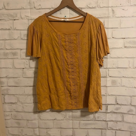 Maurices mustard eyelet lace top - Picture 1 of 5